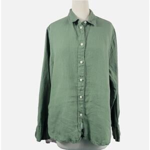J. Crew Women's Slim-fit Baird McNutt Irish Linen Button Down Shirt Green Sz 14